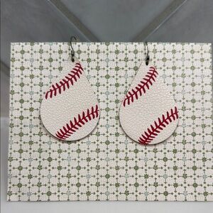 Baseball Stitch Teardrop Earrings